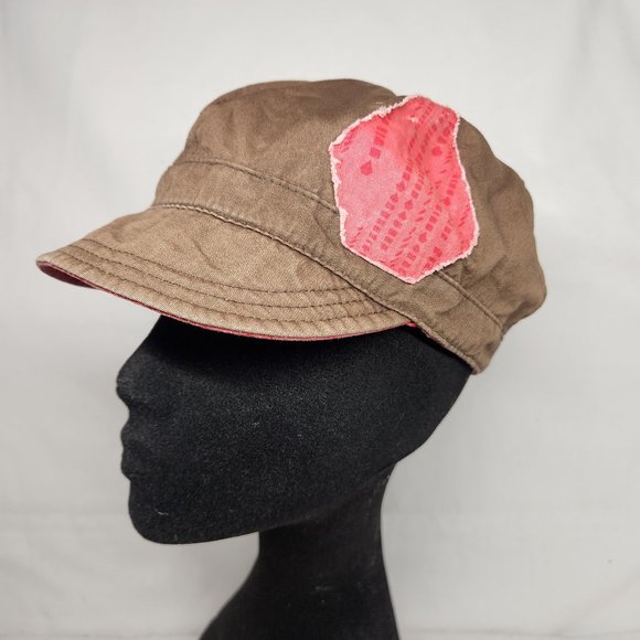 Volcom Womens Brown Pink Reversible Cadet Military Logo Hat Cap Stretch OS - Picture 1 of 6